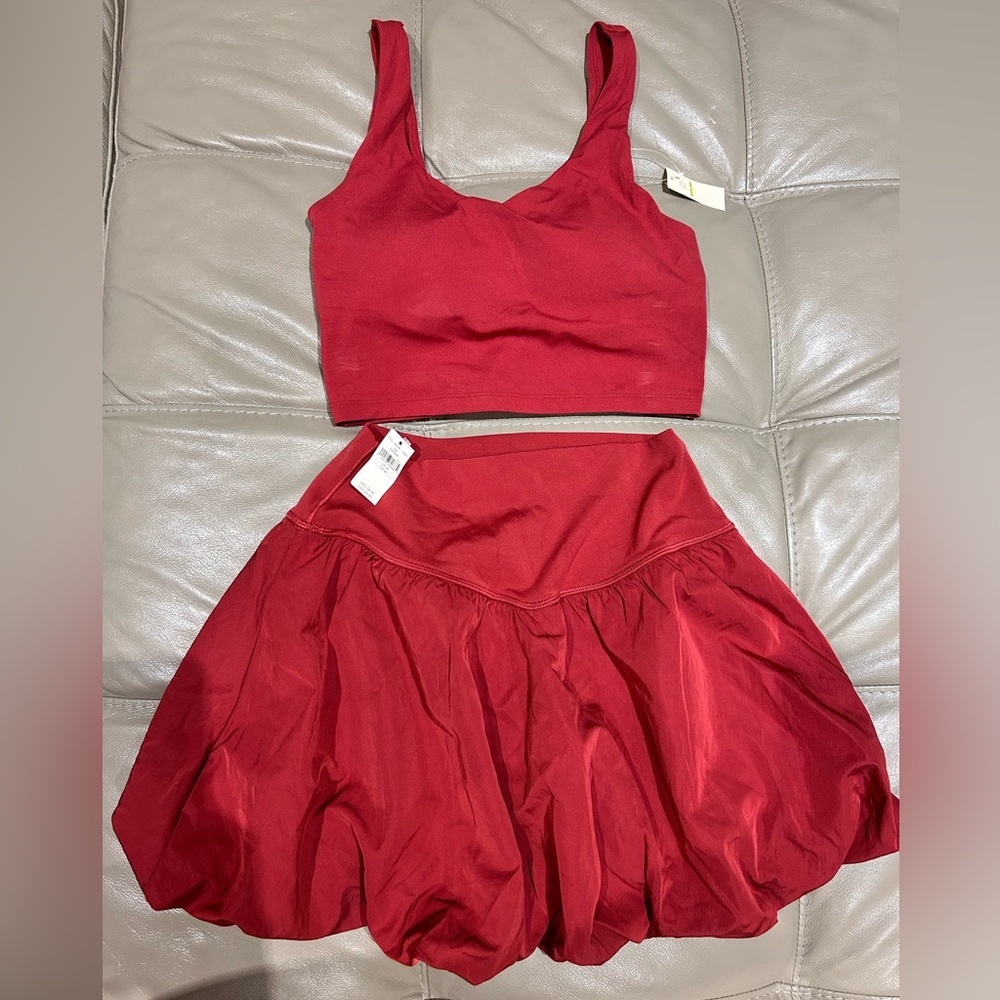 (Set of 2)Offline Aerie Red Orange Two-Piece Crop Top and Skirt Set - Picture 9 of 9